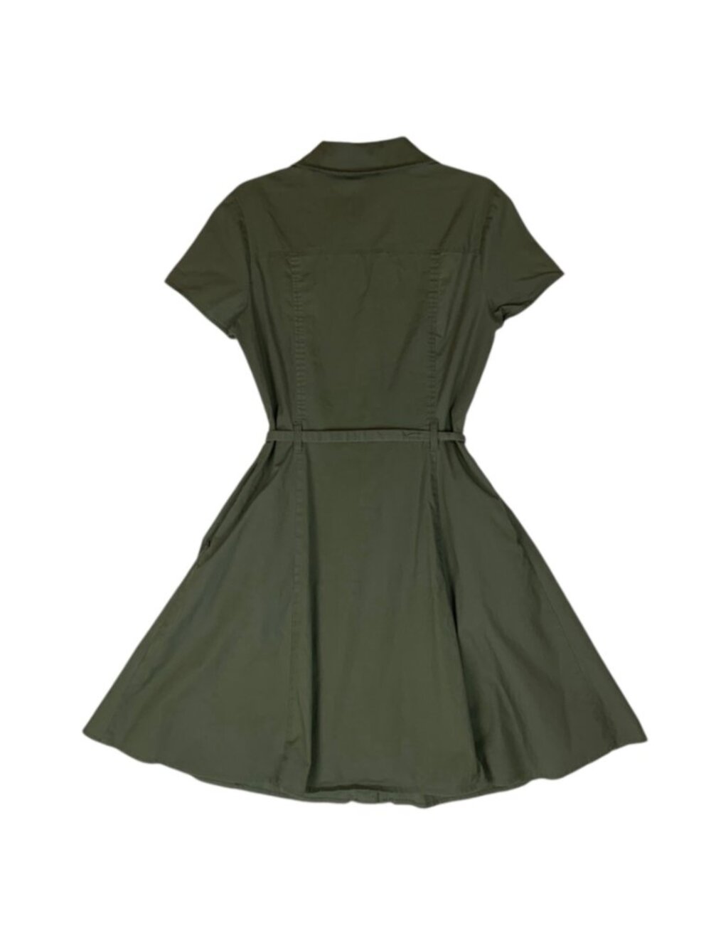 Fervour Womens Olive Green Button-Front A-Line Shirt Dress Sz Small Cap Sleeves - Picture 3 of 8